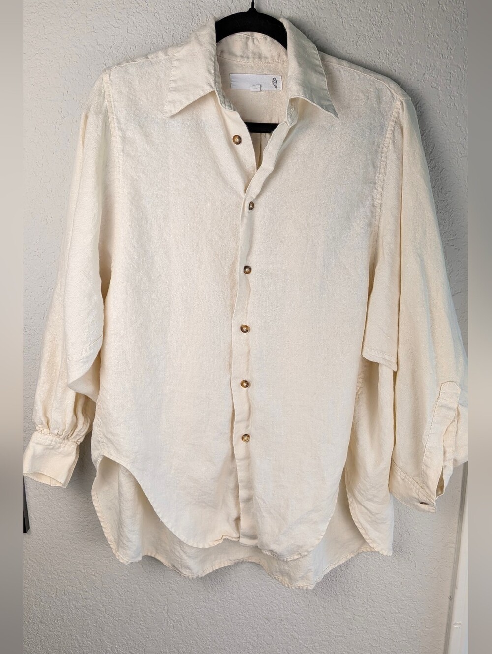 Good Company 100% Cotton Woven Button Down Shirt Oversized Off-White One Size